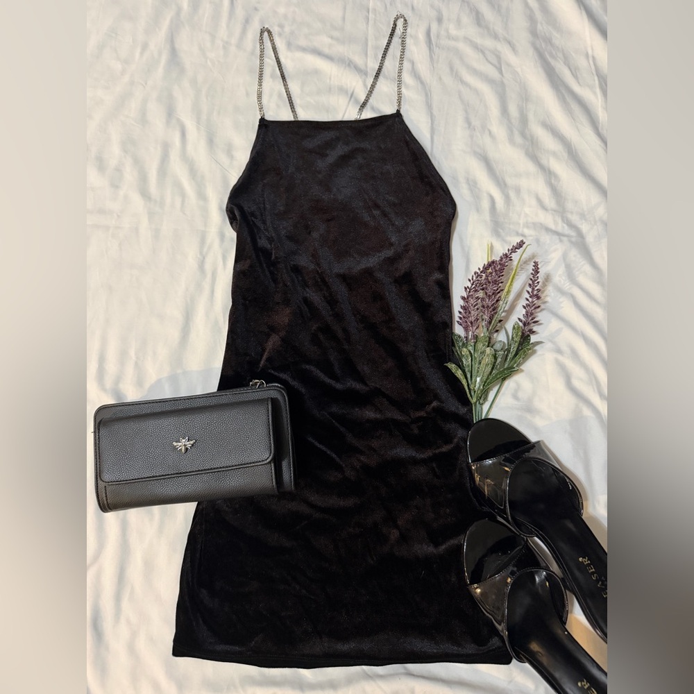 H&M Black Velvet Mini Dress
